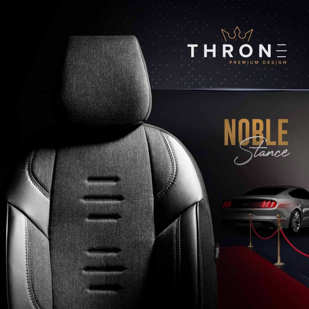 Εικόνα 8 από 10 — Amio – Καλύμματα Καθισμάτων OTOM Throne 102 Smoked σε Μαύρο/Γκρι Λινό και Δερματίνη για Μπροστινά και Πίσω Καθίσματα με 5 Προσκέφαλα – 1 σετ. (OT86755/AM)
