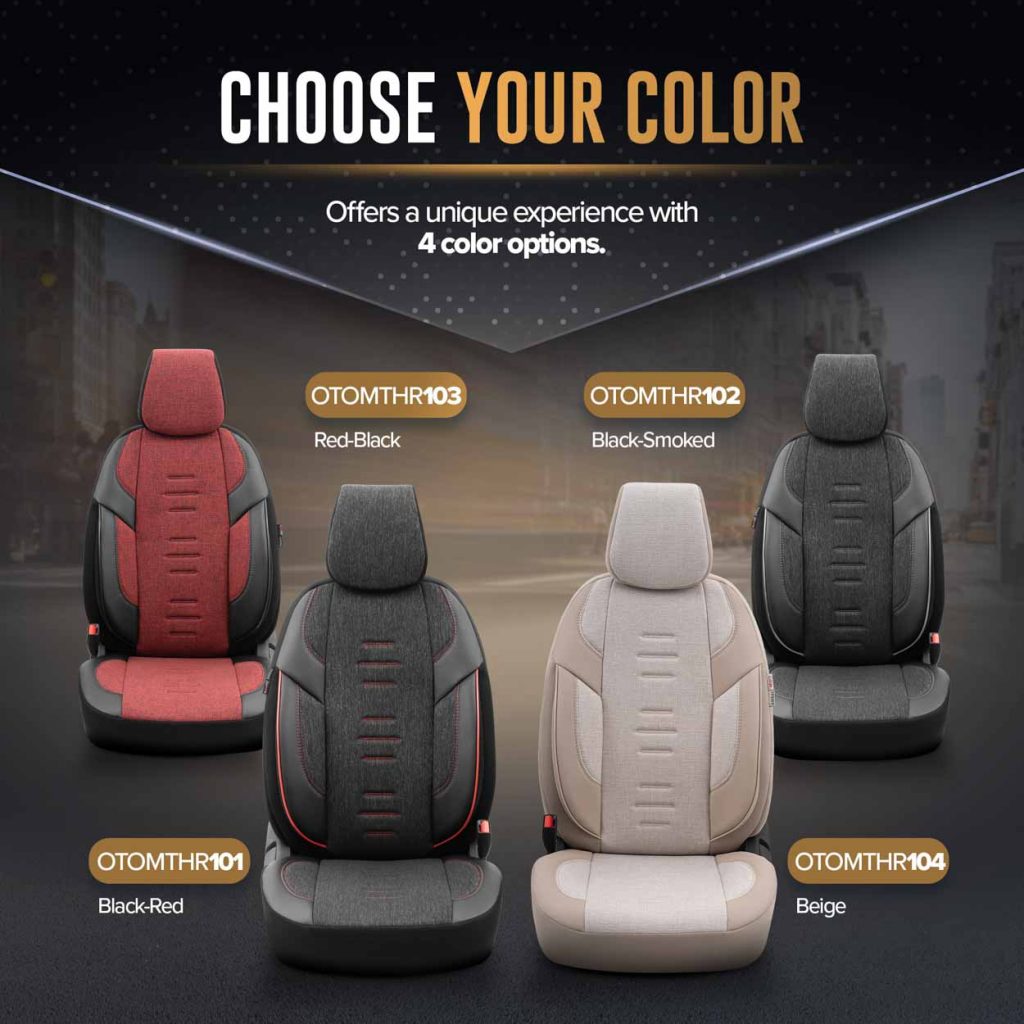 Εικόνα 8 από 10 — AMiO – Καλύμματα Καθισμάτων OTOM Throne 103 Red σε Μαύρο/Γκρι/Κόκκινο Ύφασμα και Δερματίνη για Μπροστινά και Πίσω Καθίσματα με 5 Προσκέφαλα – 1 Σετ (OT86756/AM)