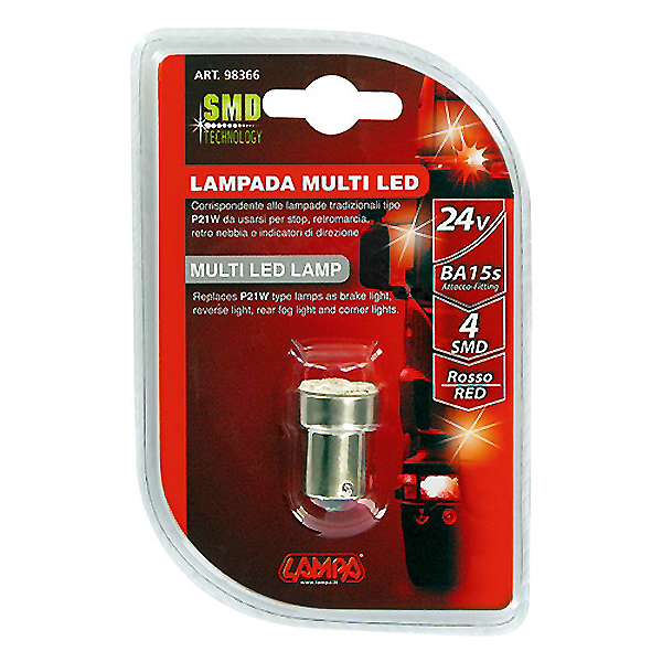 Εικόνα 2 από 2 — P21W 24V BA15s HYPER-LED12 ΛΑΜΠΑΚΙ ΚΟΚΚΙΝΟ (ΜΟΝΟΠΟΛΙΚΟ) BLISTER LAMPA – 1 ΤΕΜ.
