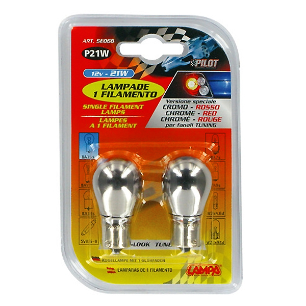 Εικόνα 4 από 4 — P21W 12V 21W BA15s ΜΟΝΟΠΟΛΙΚΟ CHROME SERIES ΚΑΘΡΕΠΤΗΣ ΚΟΚΚΙΝΟ ΦΩΣ BLISTER 2ΤΕΜ.