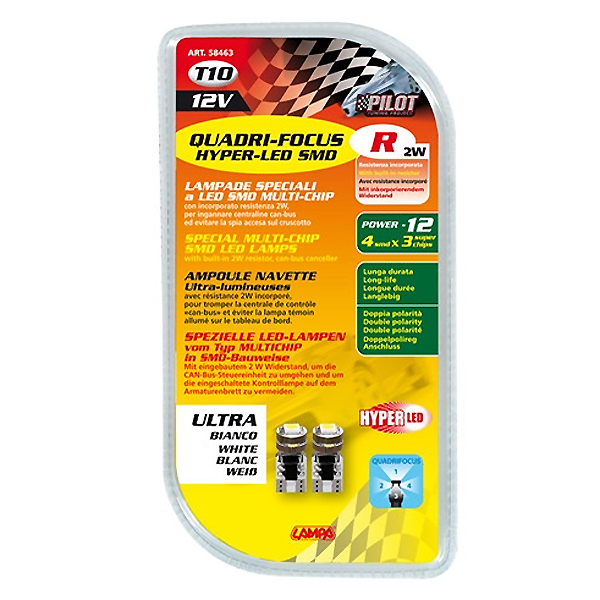 Εικόνα 4 από 4 — T10 W5W 12V W2,1×9,5d 20lm HYPER-LED12 ΛΕΥΚΟ 4SMDx3chips (ΚΑΡΦΩΤΟ-ΔΙΠΛΗΣ ΠΟΛΙΚΟΤΗΤΑΣ CAN-BUS) 2ΤΕΜ.