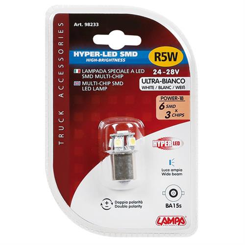 Εικόνα 4 από 4 — R5W 24/28V BA15s HYPER-LED18 ΛΕΥΚΟ