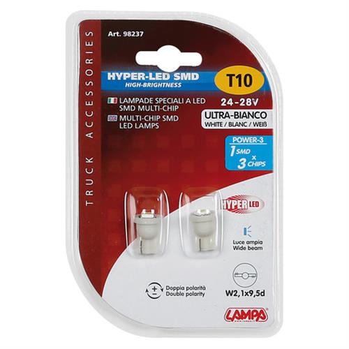 Εικόνα 4 από 4 — T10 W5W 24/28V 8lm HYPER-LED3 ΛΕΥΚΟ ΔΙΑΘΛΑΣΗΣ 1SMDx3chips (ΚΑΡΦΩΤΟ-ΔΙΠΛΗΣ ΠΟΛΙΚΟΤΗΤΑΣ) BLISTER 2ΤΕΜ.