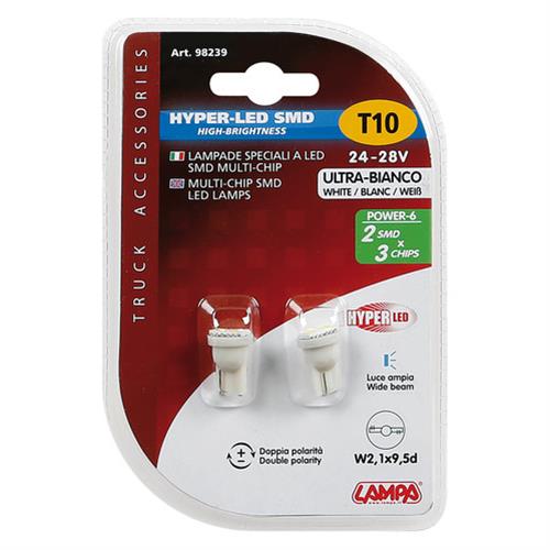 Εικόνα 4 από 4 — T10 W5W 24/28V 32lm HYPER-LED6 ΛΕΥΚΟ ΔΙΑΘΛΑΣΗΣ 2SMDx3chips (ΚΑΡΦΩΤΟ-ΔΙΠΛΗΣ ΠΟΛΙΚΟΤΗΤΑΣ)BLISTER 2ΤΕΜ.