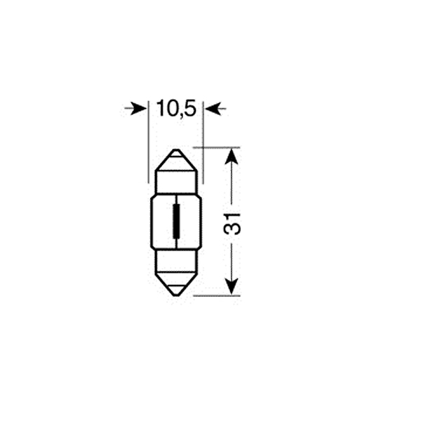 Εικόνα 2 από 4 — ΛΑΜΠΑ ΣΩΛΗΝΩΤΗ 10W/12V SV8,5×8 11X31mm