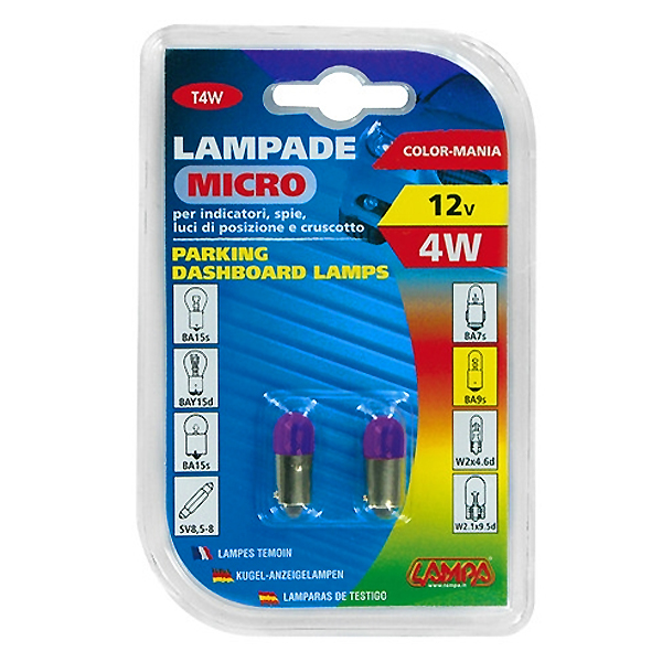 Εικόνα 4 από 4 — ΛΑΜΠΑΚΙΑ ΜΙΝΙΟΝ 12V T4W BA9s ΜΩΒ