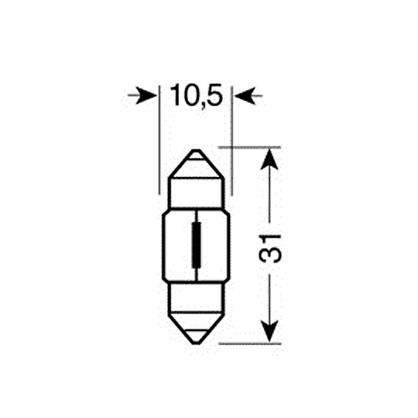 Εικόνα 2 από 4 — ΛΑΜΠΑΚΙΑ ΣΩΛΗΝΩΤΑ 12V/10W ΜΠΛΕ 11X31mm