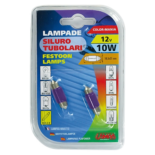 Εικόνα 4 από 4 — ΛΑΜΠΑΚΙΑ ΣΩΛΗΝΩΤΑ 12V/10W ΜΩΒ 11x31mm