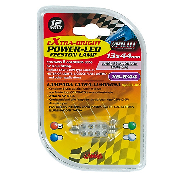 Εικόνα 2 από 4 — ΛΑΜΠΑΚΙ ΠΛΑΦΟΝΙΕΡΑΣ 8 LED 13x44mm ΚΟΚΚΙΝΟ