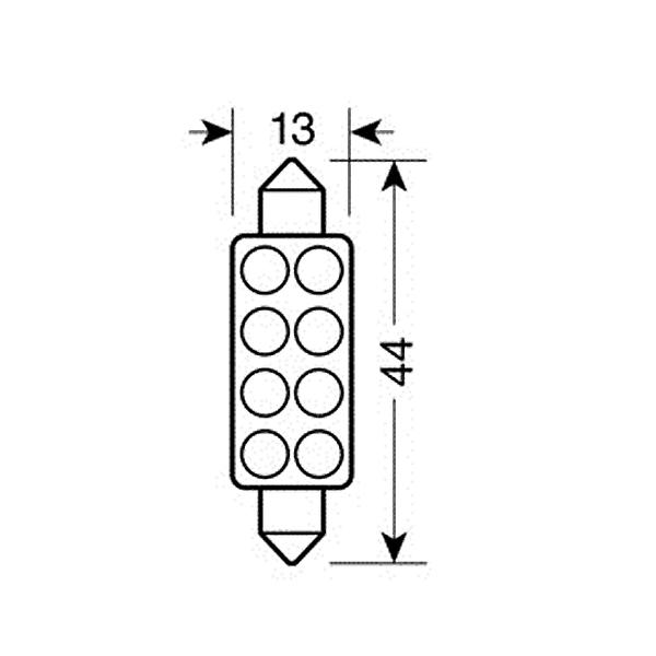 Εικόνα 4 από 4 — ΛΑΜΠΑΚΙ ΠΛΑΦΟΝΙΕΡΑΣ 8 LED 13x44mm ΜΠΛΕ