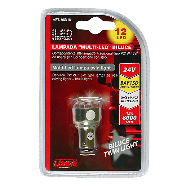 Εικόνα 2 από 2 — ΛΑΜΠΑΚΙ 12LED BAY15d 24V ΛΕΥΚΟ