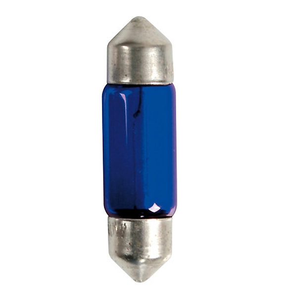 Εικόνα 1 από 4 — ΛΑΜΠΑΚΙΑ ΠΛΑΦΟΝΙΕΡΑΣ C10W 12V 10W SV8,5-8 (11x35mm) BLUE DYED-GLASS BLISTER – 2 ΤΕΜ.