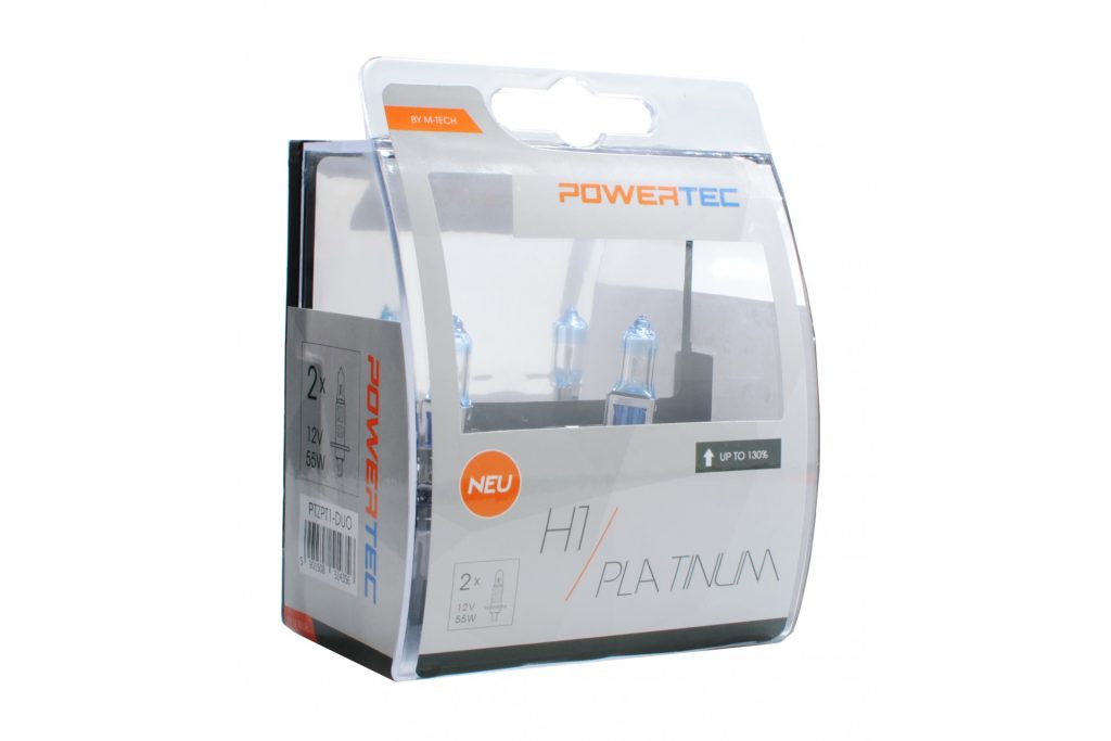 Εικόνα 1 από 1 — H1 12V 55W 3.250K +130% P14.5 POWERTECK PLATINUM 2ΤΕΜ. M-TECH