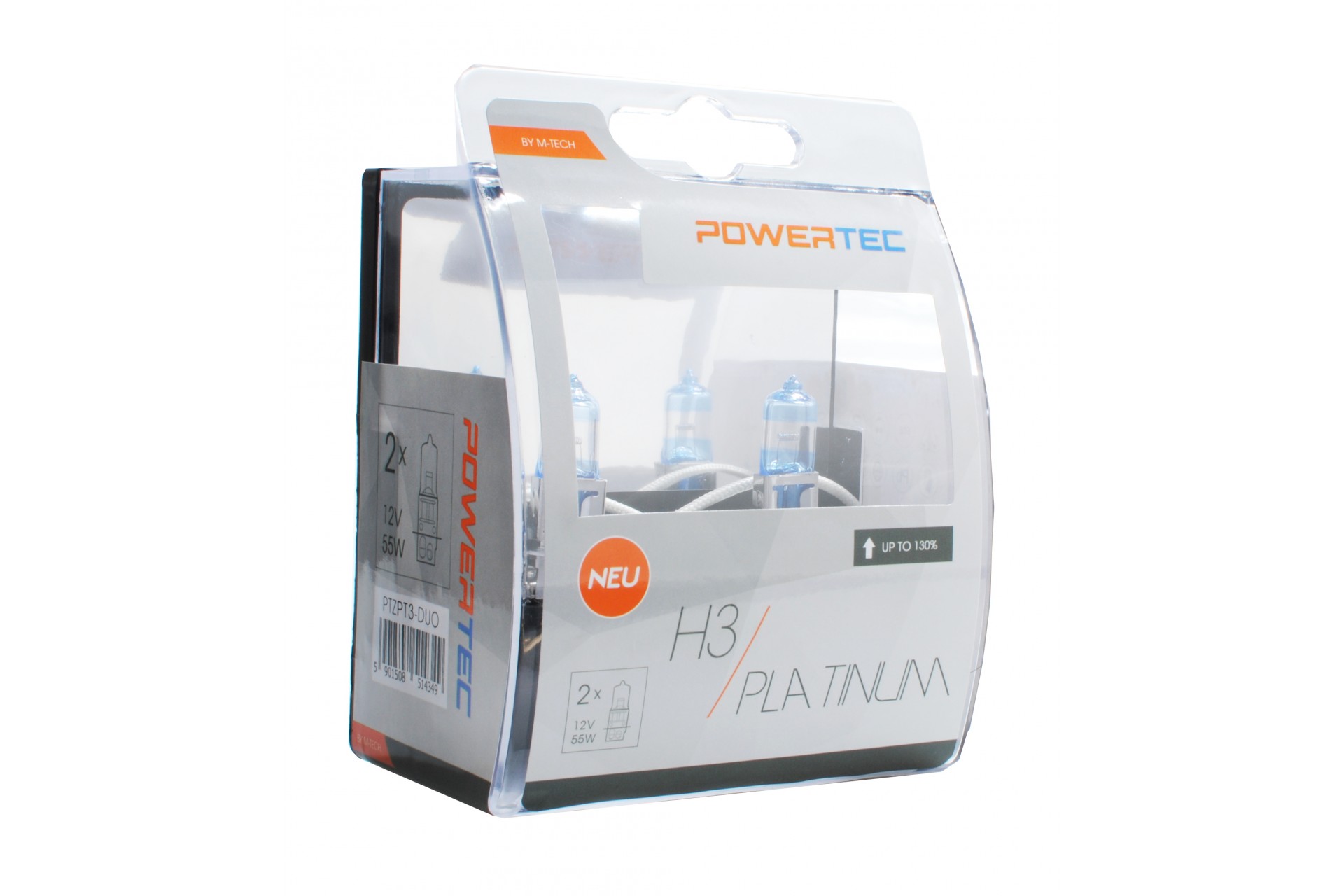 Εικόνα 1 από 1 — H3 12V 55W 3.250K +130% PK22s POWERTECK PLATINUM 2ΤΕΜ. M-TECH