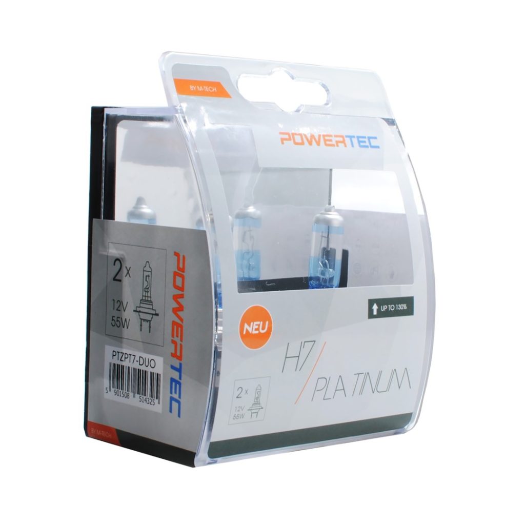 Εικόνα 2 από 2 — H7 12V 55W 3.250K +130% PX26d POWERTECK PLATINUM 2ΤΕΜ. M-TECH