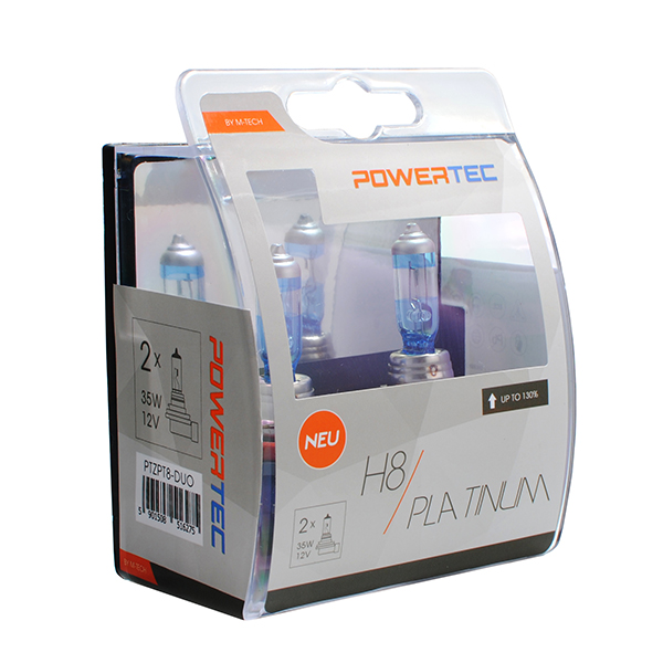 Εικόνα 1 από 1 — H8 12V 35W 3.250K +130% PGJ19-1 POWERTECK PLATINUM 2ΤΕΜ. M-TECH