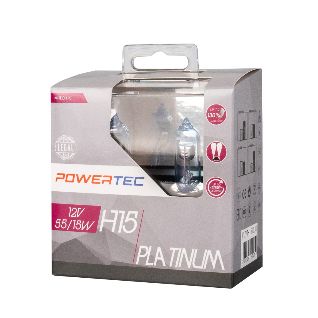 Εικόνα 3 από 3 — ΛΑΜΠΕΣ H15 12V 55/15W +130% POWERTEC PLATINUM mTECH – 2 Τεμ.