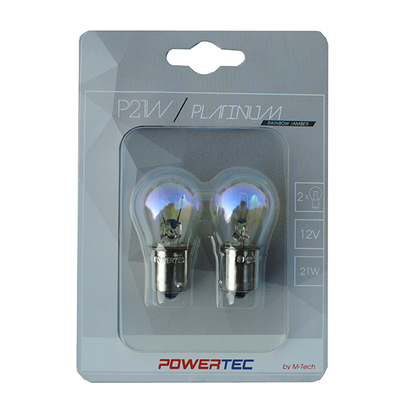 Εικόνα 1 από 1 — P21W 12V 21W BA15s ΜΟΝΟΠΟΛΙΚΟ RAINBOW POWERTECK PLATINUM 2ΤΕΜ.