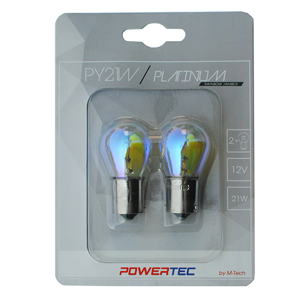 Εικόνα 1 από 1 — PY21W 12V 21W BAU15s 3.500K ΜΟΝΟΠΟΛΙΚΟ ΠΑΡΑΚΕΝΤΡΟ ΠΟΡΤΟΚΑΛΙ RAINBOW POWERTEC PLATINUM 2ΤΕΜ.