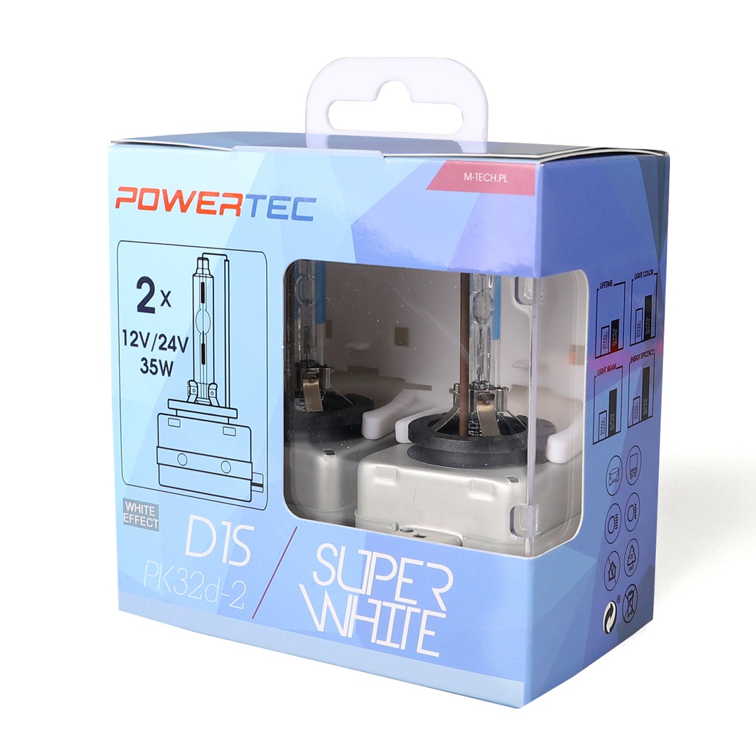 Εικόνα 2 από 2 — D1S 12V 34W PK32d-2 5.000K POWERTEC SUPER WHITE 2ΤΕΜ. M-TECH