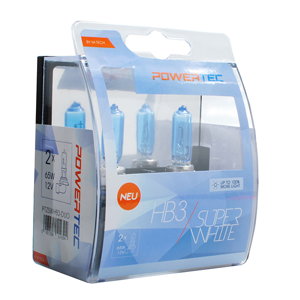 Εικόνα 1 από 1 — HB3 12V 65W 3.450K P20d POWERTECK SUPERWHITE 2ΤΕΜ.