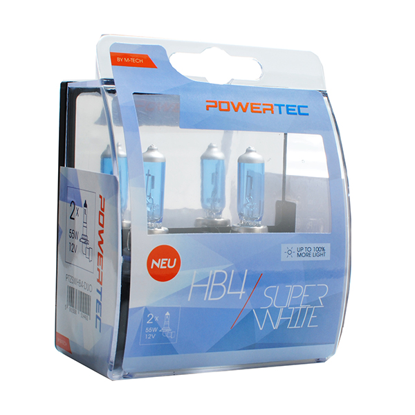 Εικόνα 1 από 1 — HB4 12V 55W 3.450K P22d POWERTECK SUPERWHITE 2ΤΕΜ.