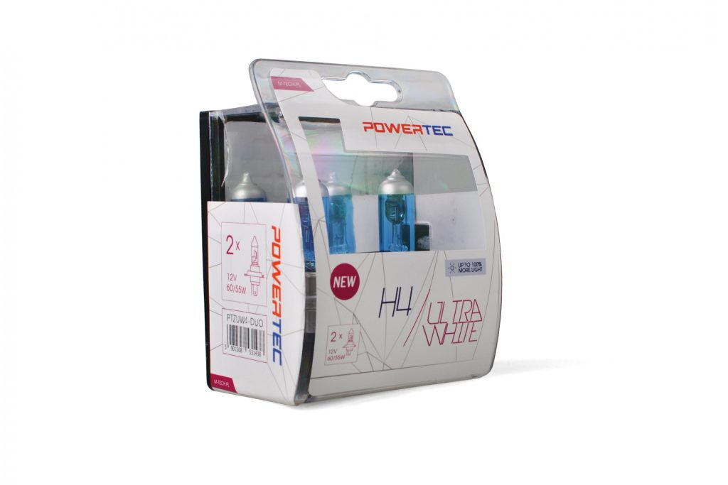 Εικόνα 1 από 1 — H4 12V 60/55W P43t-38 POWERTEC ULTRA WHITE 2ΤΕΜ. M-TECH
