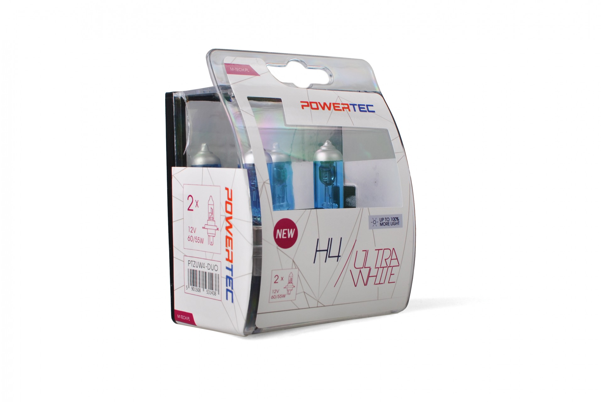 Εικόνα 1 από 1 — H4 12V 60/55W P43t-38 POWERTEC ULTRA WHITE 2ΤΕΜ. M-TECH