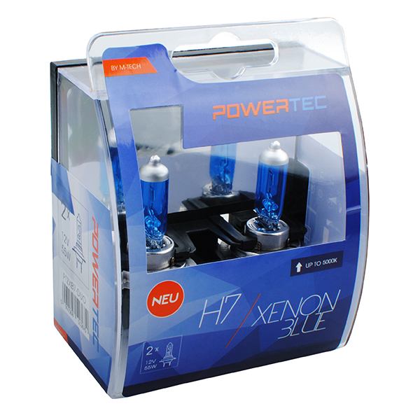 Εικόνα 1 από 1 — H7 12V 55W PX26d 5.000K-6000K POWERTEC XENON BLUE 2ΤΕΜ. M-TECH