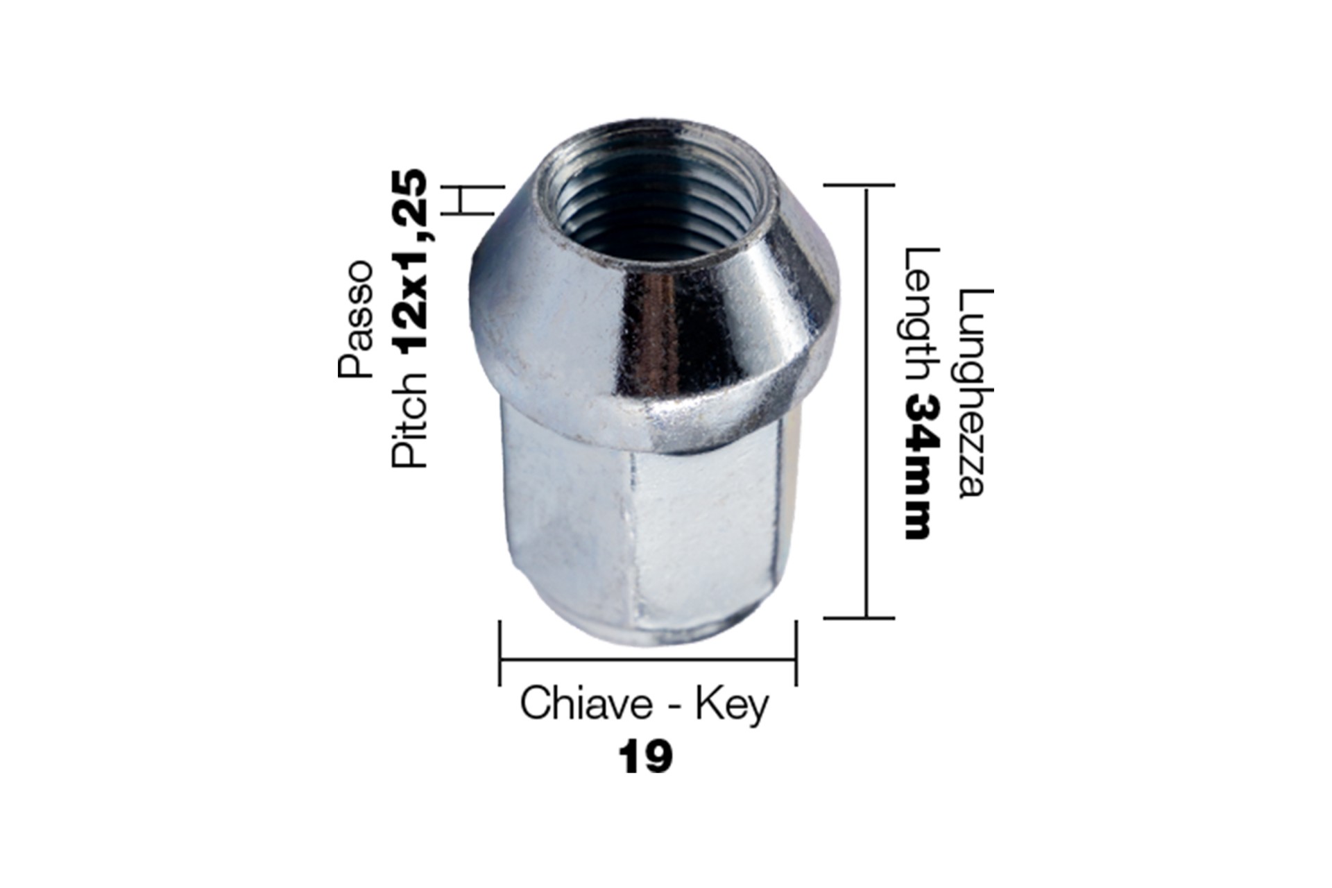 Εικόνα 3 από 3 — Simoni Racing – ΠΑΞΙΜΑΔΙ ΚΩΝΙΚΟ 12×1,25 (34mm) (19) 10ΤΕΜ.