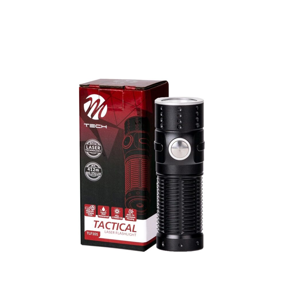 Εικόνα 1 από 7 — ΦΑΚΟΣ ΧΕΙΡΟΣ 1x10W 490lm IP65 71mm Φ23mm 1100mAh Li-ion TACTICAL LASER FLASHLIGHT M-TECH – 1 Τεμ.