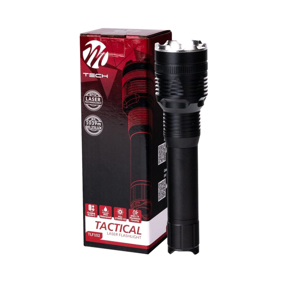 Εικόνα 1 από 5 — ΦΑΚΟΣ ΧΕΙΡΟΣ 1x10W 240lm IP65 171mm Φ42mm 3300mAh Li-ion TACTICAL LASER FLASHLIGHT M-TECH – 1 Τεμ.