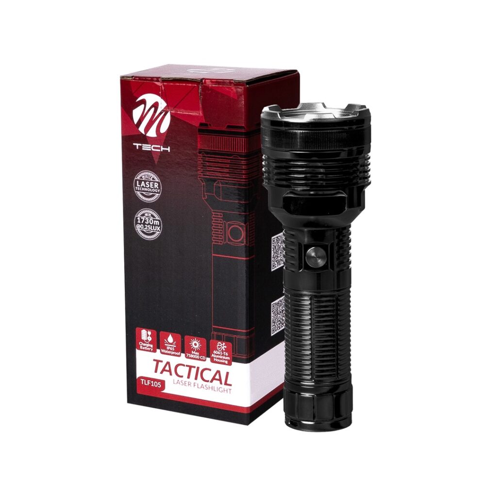 Εικόνα 1 από 5 — ΦΑΚΟΣ ΧΕΙΡΟΣ 1x15W 413lm IP65 183mm Φ62mm 6000mAh Li-ion TACTICAL LASER FLASHLIGH M-TECH – 1 Τεμ.