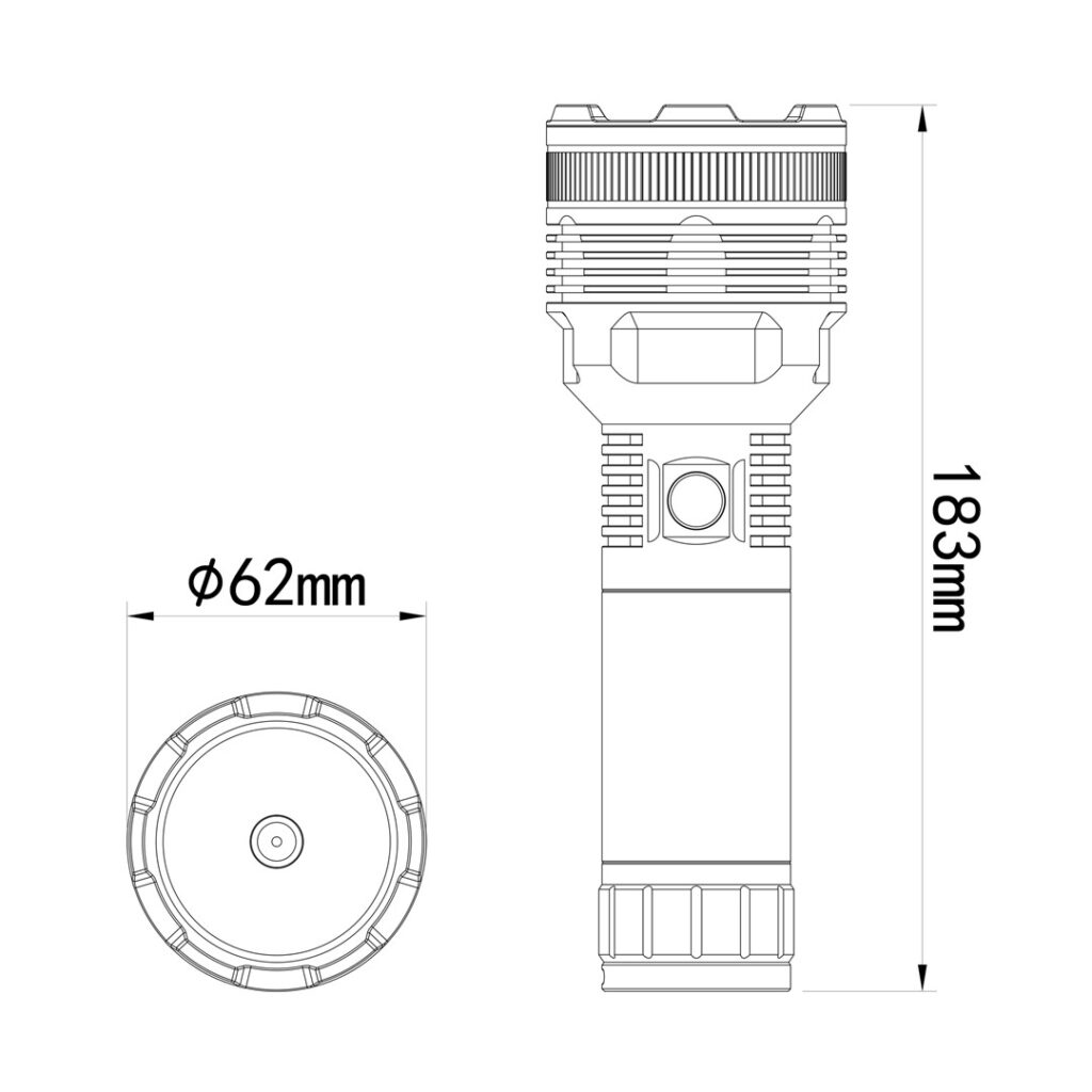 Εικόνα 3 από 5 — ΦΑΚΟΣ ΧΕΙΡΟΣ 1x15W 413lm IP65 183mm Φ62mm 6000mAh Li-ion TACTICAL LASER FLASHLIGH M-TECH – 1 Τεμ.