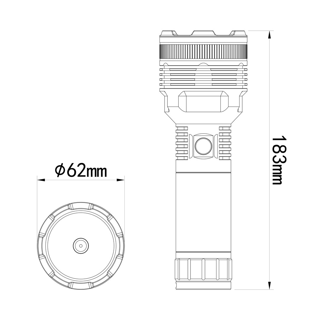 Εικόνα 3 από 5 — ΦΑΚΟΣ ΧΕΙΡΟΣ 1x15W 413lm IP65 183mm Φ62mm 6000mAh Li-ion TACTICAL LASER FLASHLIGH M-TECH – 1 Τεμ.