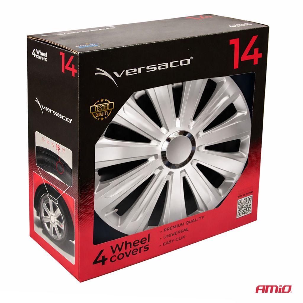 Εικόνα 4 από 4 — Amio – Τάσια Τροχών 14″ Trend RC Ασημί για Αναβάθμιση Εμφάνισης & Καθημερινή Χρήση – Σετ 4 Τεμ. (6896/AM)