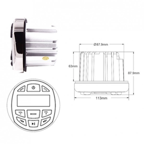Εικόνα 3 από 5 — HASDA MP3 PLAYER 113 mm- 5V-4X40W ΜΕ ΡΑΔΙΟΦΩΝΟ/USB/BLUETOOTH (ΑΔΙΑΒΡΟΧΟ/ΣΤΡΟΓΓΥΛΟ/ΜΑΥΡΟ ΧΡΩΜΙΟΜΕΝΟ ΔΑΧΤΥΛΙΔΙ)