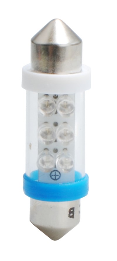 Εικόνα 1 από 1 — ΛΑΜΠΑΚΙΑ ΠΛΑΦΟΝΙΕΡΑΣ C5W/C10W 12V 0,37W SV8,5 36mm LED 6xFlux 3mm ΜΠΛΕ  M-TECH – 1 ΤΕΜ.