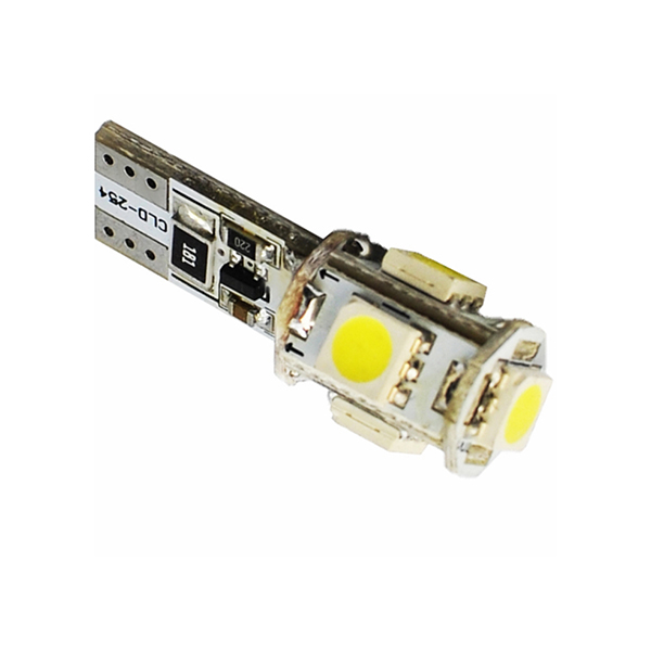 Εικόνα 2 από 2 — Λάμπα W5W 5xSMD 5050 με CAN-BUS 12V Λευκή 2τεμ.