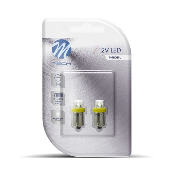 Εικόνα 1 από 1 — T4W 12V 0,96W BA9s (ΜΙΝΙΟΝ) LED 4xLED 3mm ΚΙΤΡΙΝΟ BLISTER 2ΤΕΜ. M-TECH