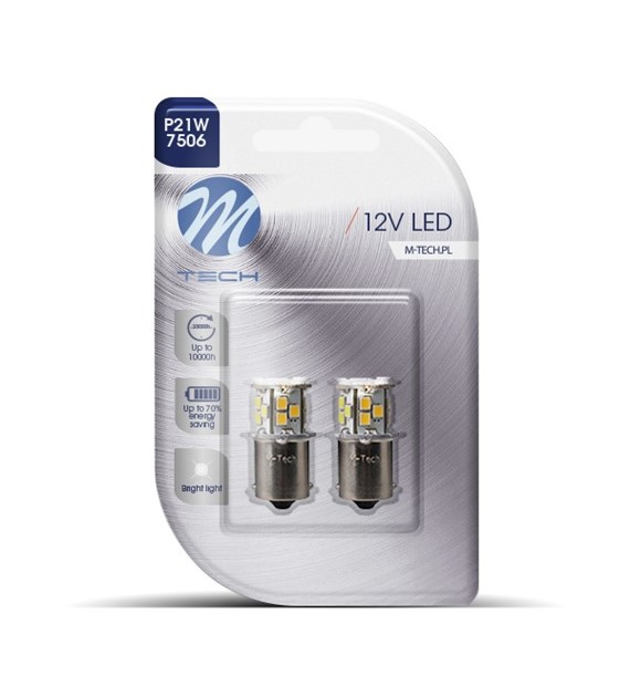 Εικόνα 1 από 1 — P21W 12V BA15s 1,6W 21xSMD2835 LED ΛΕΥΚΟ BLISTER 2ΤΕΜ. M-TECH