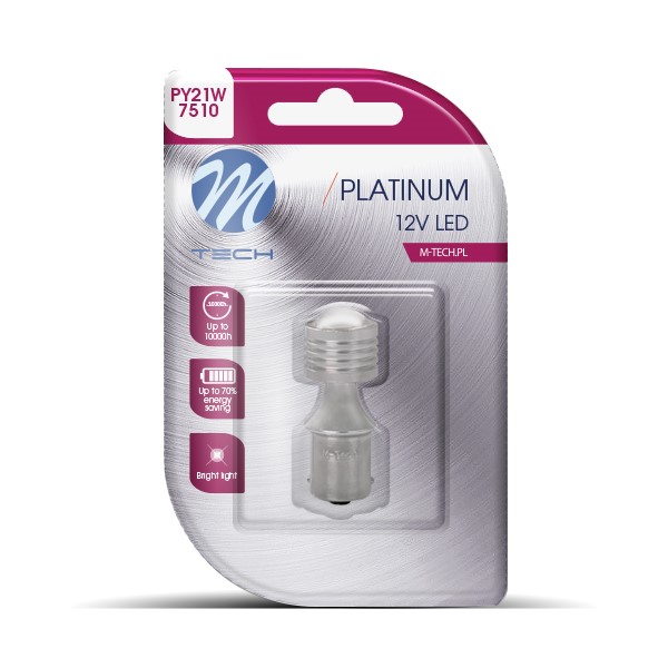 Εικόνα 1 από 1 — PY21W 12/24V BAU15s 2,8W 450lm 4xHP LED CANBUS ΚΙΤΡΙΝΟ BLISTER M-TECH -1ΤΕΜ.