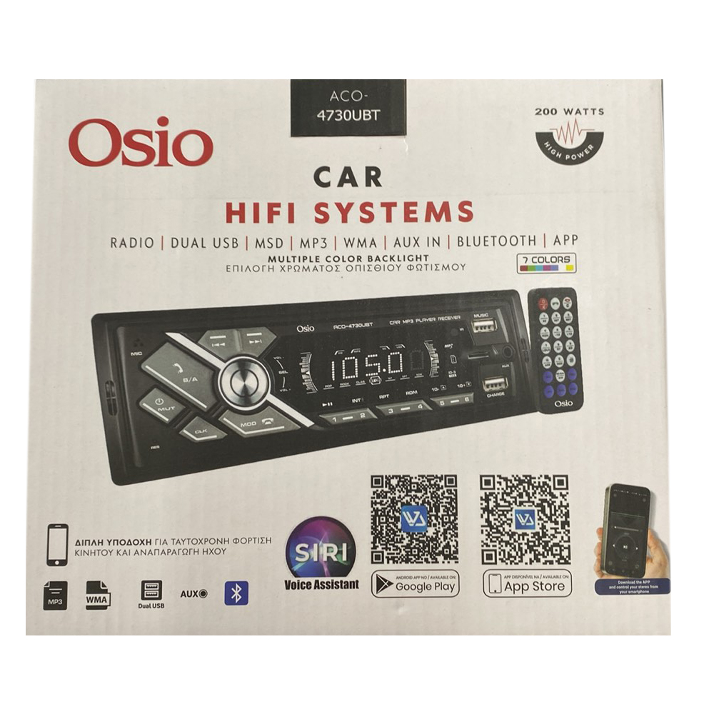Εικόνα 3 από 3 — RADIO 1 DIN DUAL USB/FM/MSD/MP3/WMA/BLUETOOTH 200W ΜΕ ΕΠΙΛΟΓΗ ΦΩΤΙΣΜΟΥ 7 ΧΡΩΜΑΤΩΝ & ΧΕΙΡΙΣΤΗΡΙΟ OSIO – 1 τεμ.
