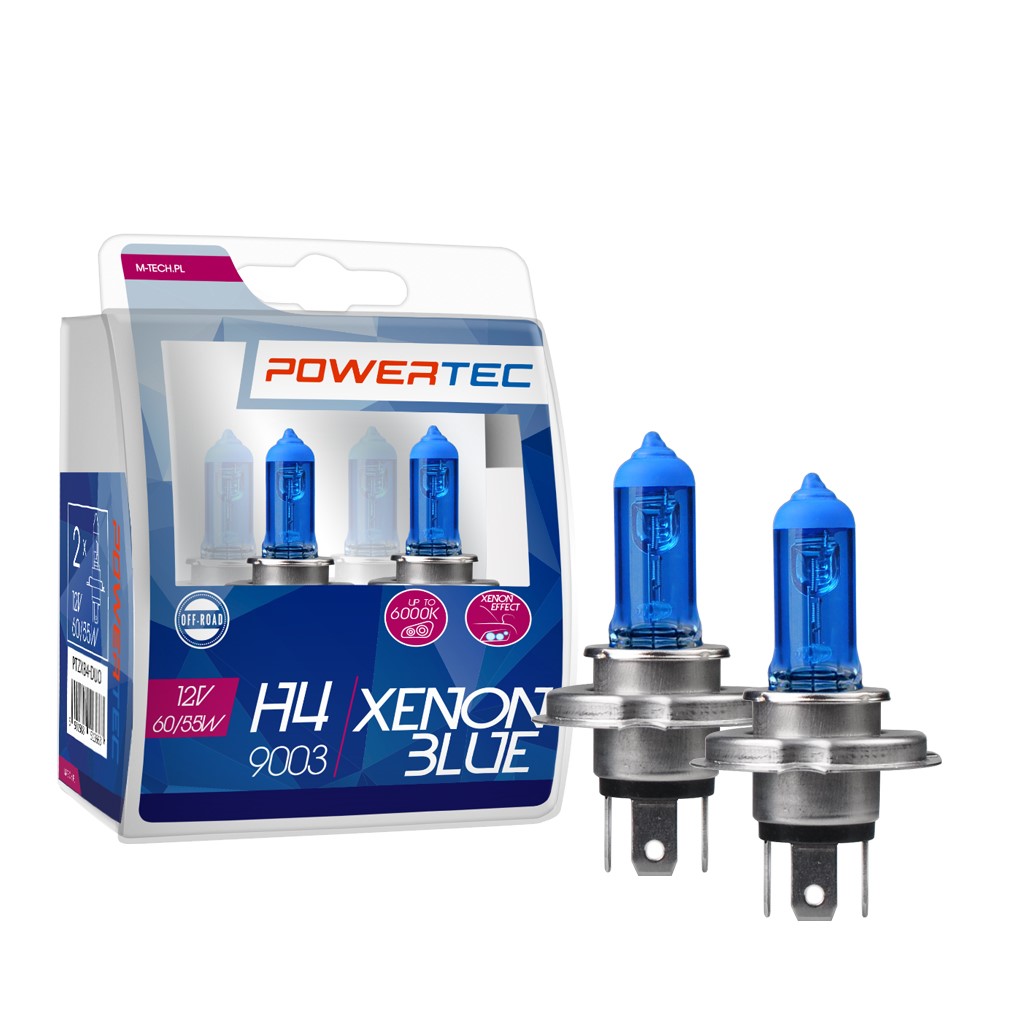 Εικόνα 1 από 3 — H4 12V 60/55W P43t 5.000K POWERTEC XENON BLUE M-TECH –  2ΤΕΜ.