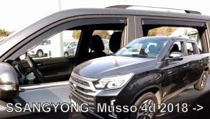 ΑΝΕΜΟΘΡΑΥΣΤΕΣ ΓΙΑ SSANGYONG MUSSO 4D 2018+ ΣΕΤ ΑΥΤΟΚΙΝΗΤΟΥ ΑΠΟ ΕΥΚΑΜΠΤΟ ΦΙΜΕ ΠΛΑΣΤΙΚΟ HEKO - 4 ΤΕΜ.