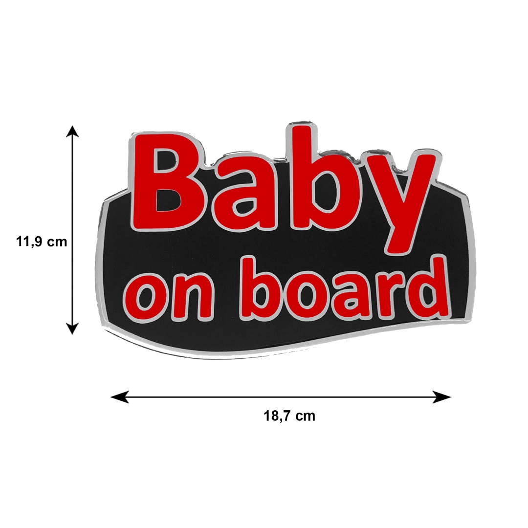 Εικόνα 2 από 3 — BABY ON BOARD ΑΥΤΟΚΟΛΛΗΤΟ ΕΞΩΤΕΡΙΚΗΣ ΧΡΗΣΗΣ 18,7 Χ 11,9 cm ΚΟΚΚΙΝΟ/ΜΑΥΡΟ/ΧΡΩΜΙΟ ΜΕ ΕΠΙΚΑΛΥΨΗ ΕΠΟΞΕΙΔΙΚΗΣ ΡΥΤΙΝΗΣ (ΥΓΡΟ ΓΥΑΛΙ) – 1 ΤΕΜ.