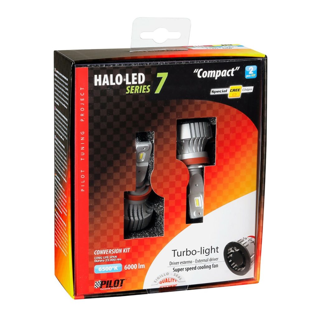 Εικόνα 3 από 3 — H8/H9/H11/H16 9-32V 6.500K 6.000lm 72W PGJ19-X HALO LED SERIE 7 COMPACT 8LED CREE 2ΤΕΜ. LED KIT