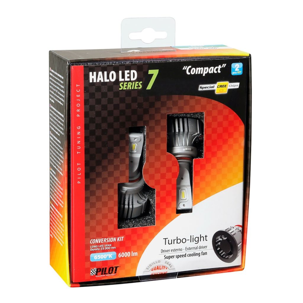 Εικόνα 3 από 3 — H10/HB3 9005 9-32V 6.500K 6.000lm 72W P20d HALO LED SERIE 7 COMPACT 6LED CREE 2ΤΕΜ. LED KIT