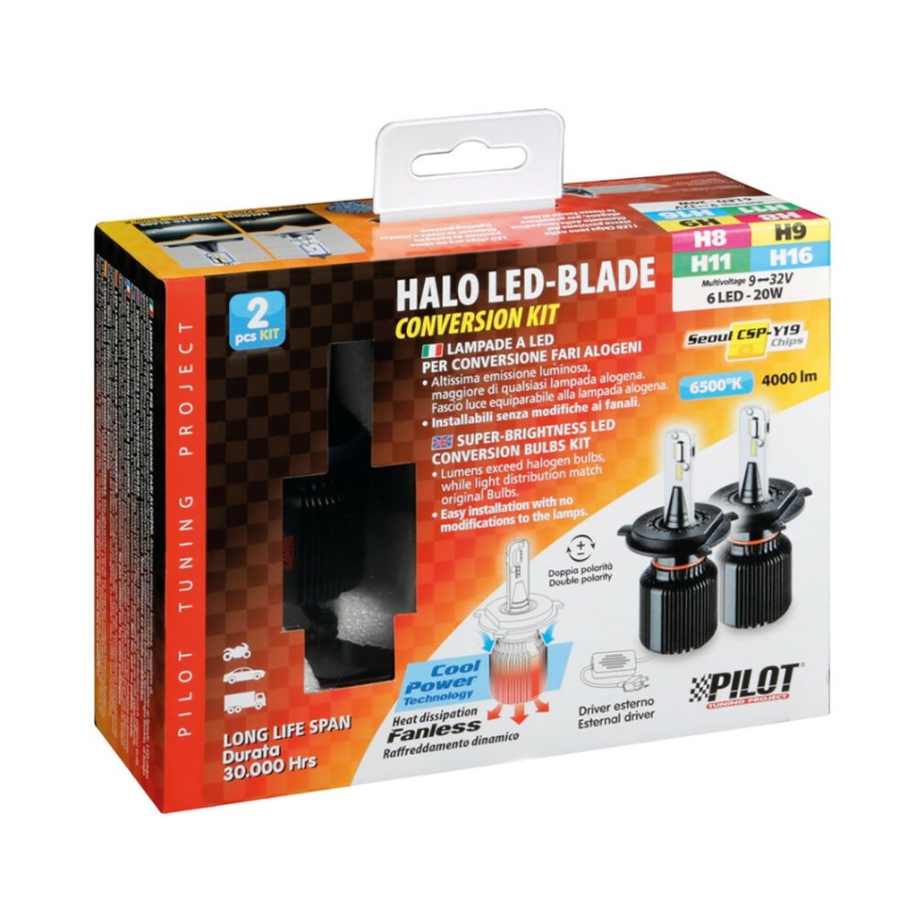 Εικόνα 4 από 4 — H8/H11/H16 9-32V PGJ19-X 6LED 6.500K 4.000lm 20W CANBUS SEOUL CSP-Y19chips HALO LED BLADE 2ΤΕΜ.