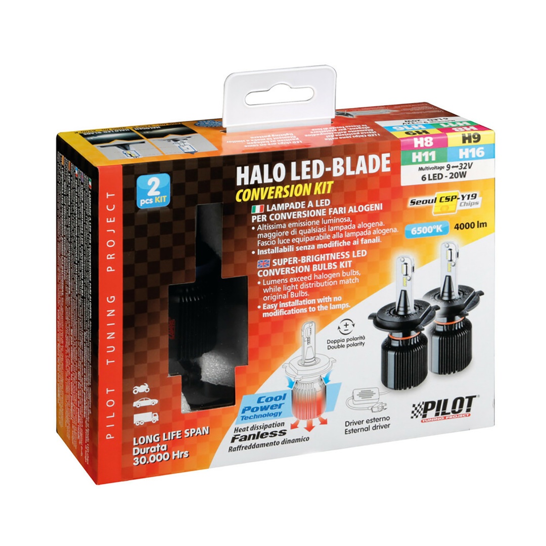 Εικόνα 4 από 4 — H8/H11/H16 9-32V PGJ19-X 6LED 6.500K 4.000lm 20W CANBUS SEOUL CSP-Y19chips HALO LED BLADE 2ΤΕΜ.